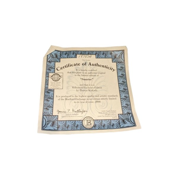 Bradford exchange Thomas Kinkade Sunrise collectors plate limited year 2000 - Picture 5 of 6